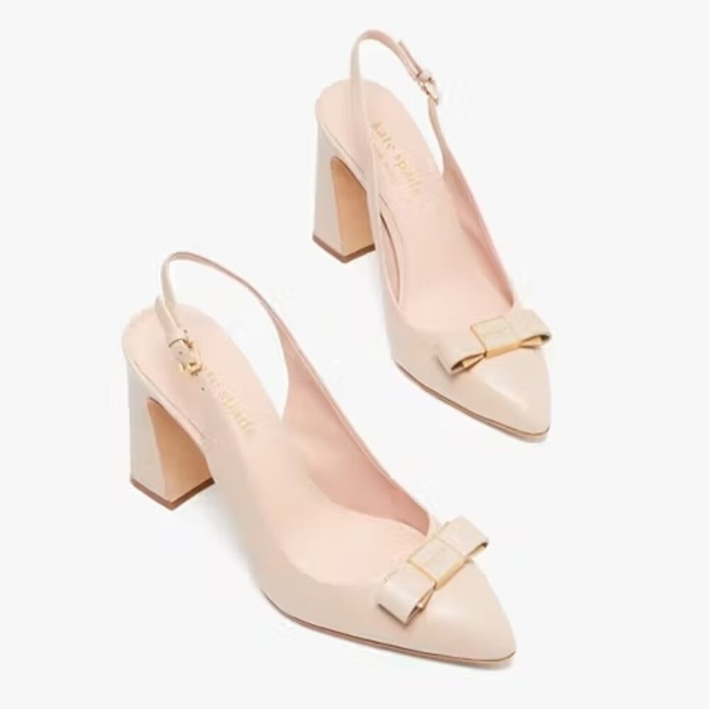 Kate Spade Bowdie Slingback Pumps Pale Vellum - Picture 2 of 12